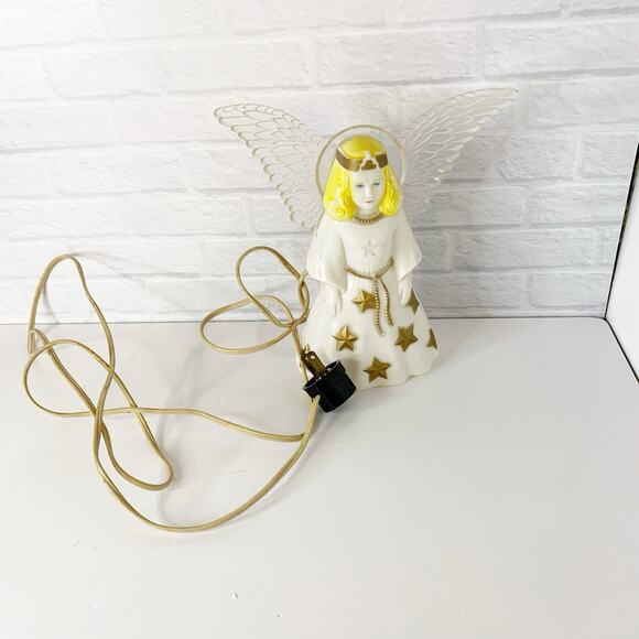 Vintage 1950 PARAMOUNT Plastic Lightup CHRISTMAS Angel Tree Topper Blowmold Rare - Picture 4 of 10